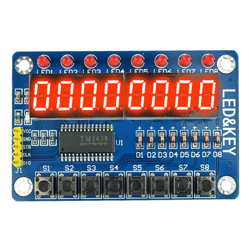 TM1638 8 Digit 7 Segment Display Led Button Board