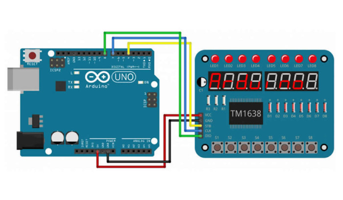TM1638 8 Digit 7 Segment Display Led Button Board