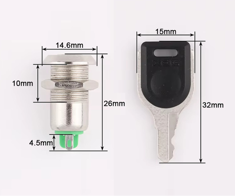 12mm Metal Button with 2 Keys