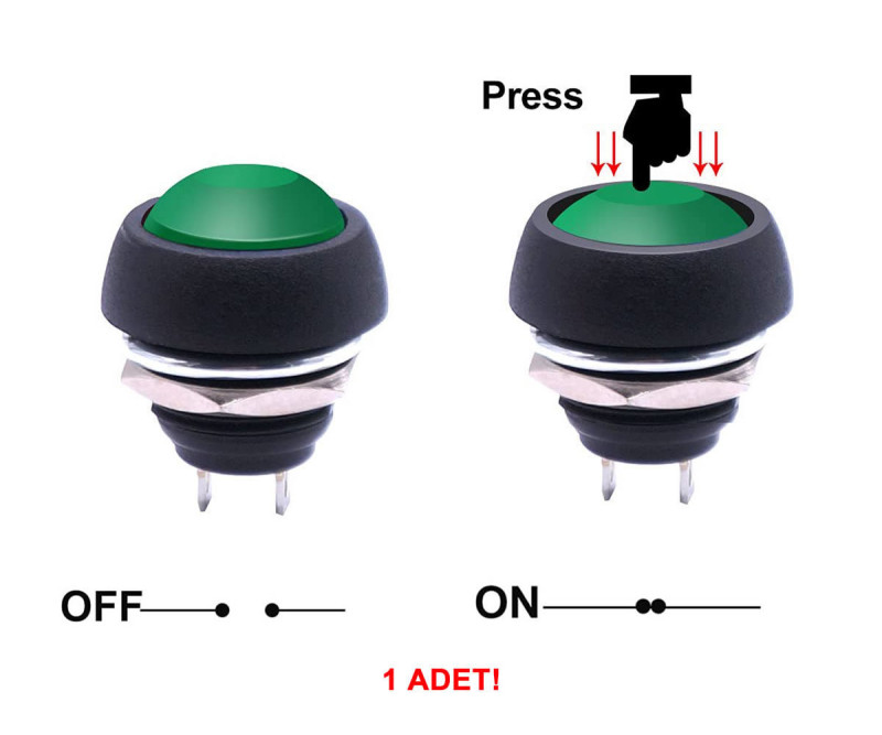 12mm PBS-33B Push Button Green
