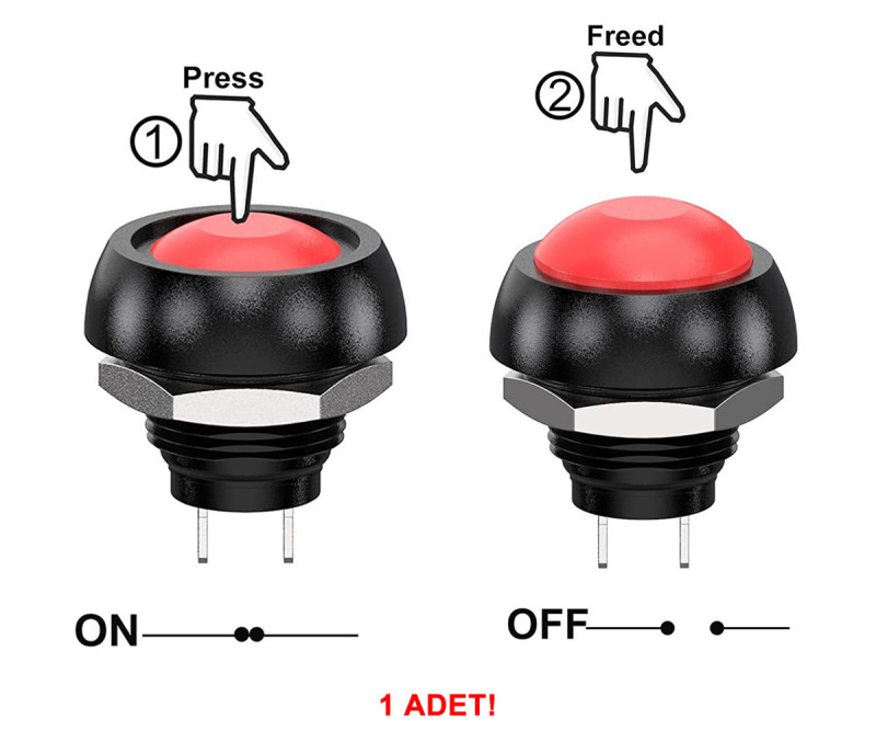 12mm PBS-33B Push Buton Kırmızı