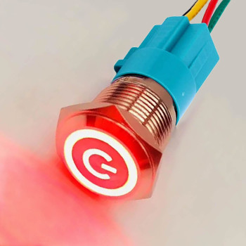 16mm Led Wired Latch Type Metal Button
