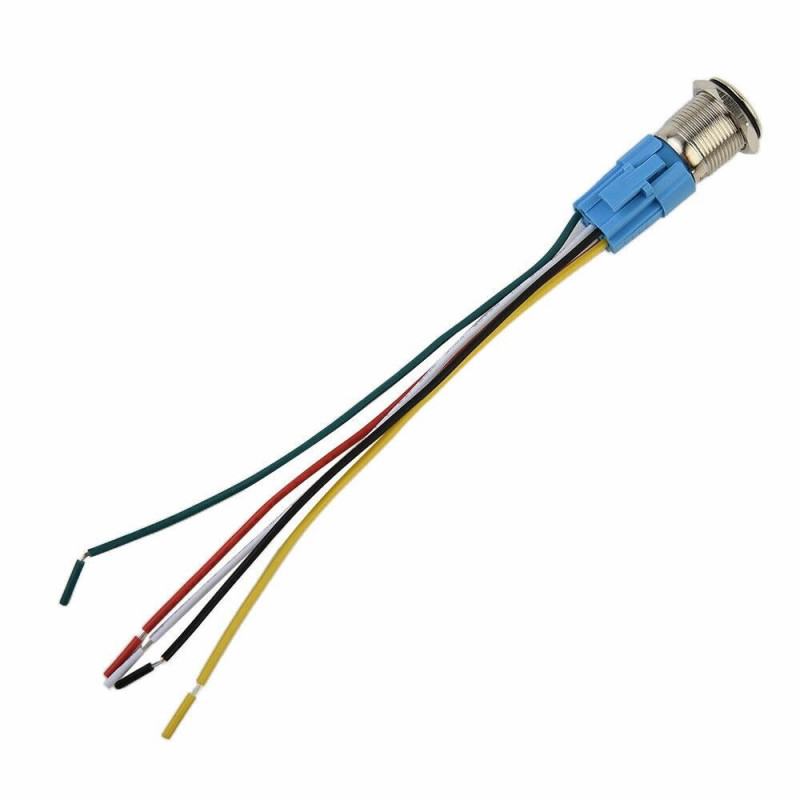 12V 16mm Button Push Type Wired Red