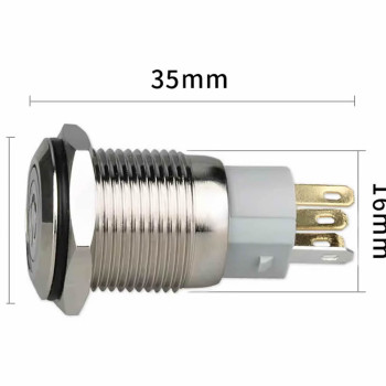 16mm Metal Button Latch Red Power Symbol Led