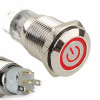 16mm Metal Button Latch Red Power Symbol Led