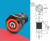 16mm Metal Button Latch Red Power Symbol Led
