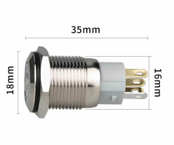 16mm Metal Button Latch White Power Symbol Led