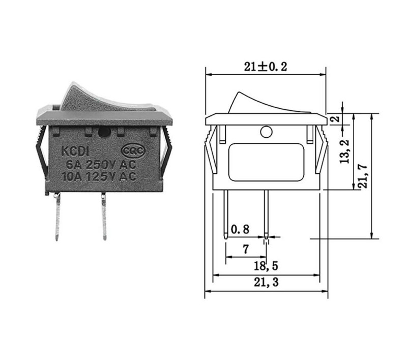 2 Pin Black Switch Kcd1