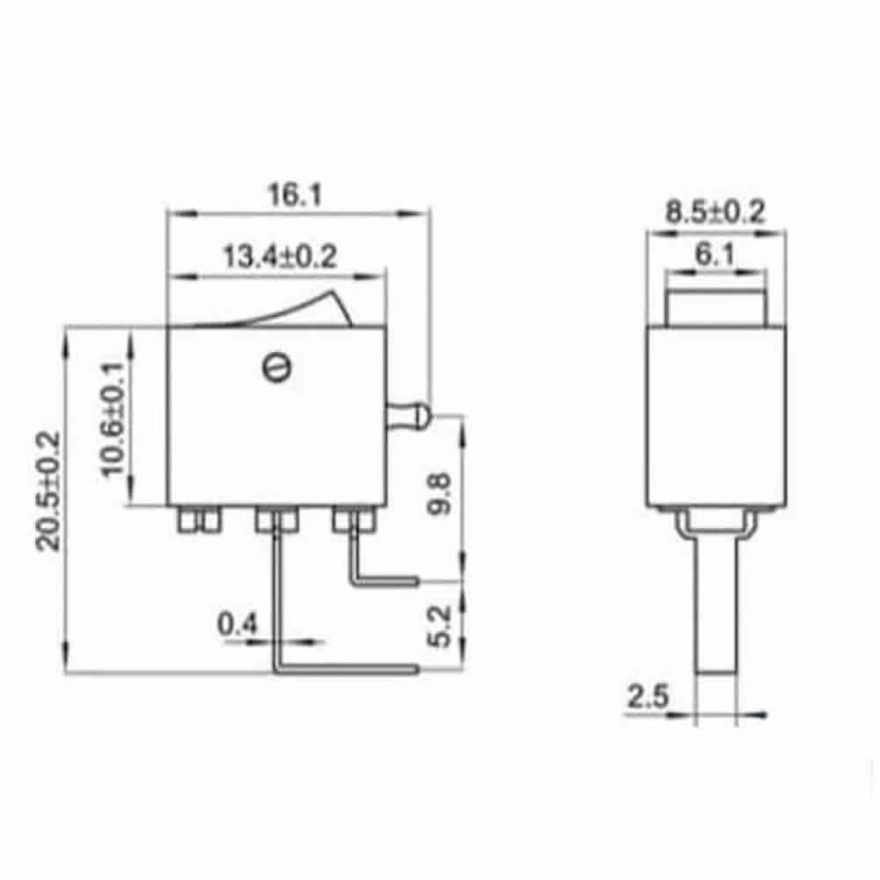 Mini Kcd1 2 Pin Button 90 Degree