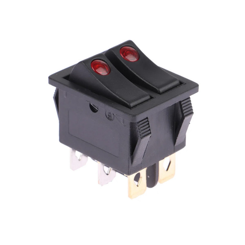KCD3-2 6 Pin 16A 250V Dual Switch with LED