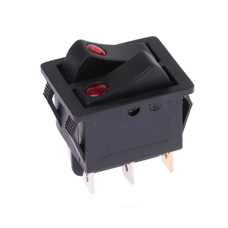 KCD3-2 6 Pin 16A 250V Dual Switch with LED
