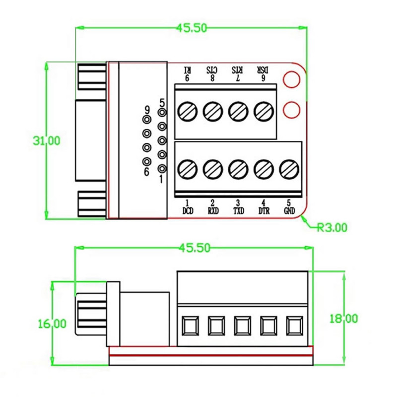 DB9 to Dip Adapter Female