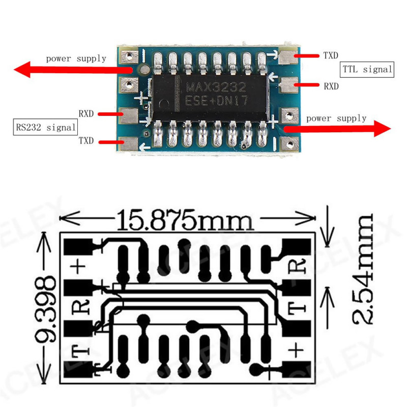 Mini Max3232 RS232 TTL Breakout
