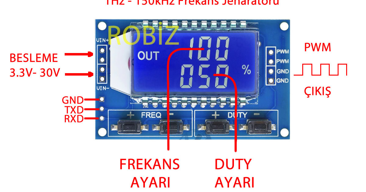 1Hz/150kHz Kare Dalga Sinyal Jeneratör Modülü Xy-lpwm