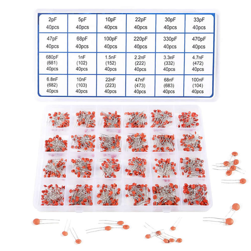 960 Pieces 24 Type Ceramic Capacitor Set