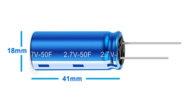 2.7V 50F Supercapacitor 18x41mm