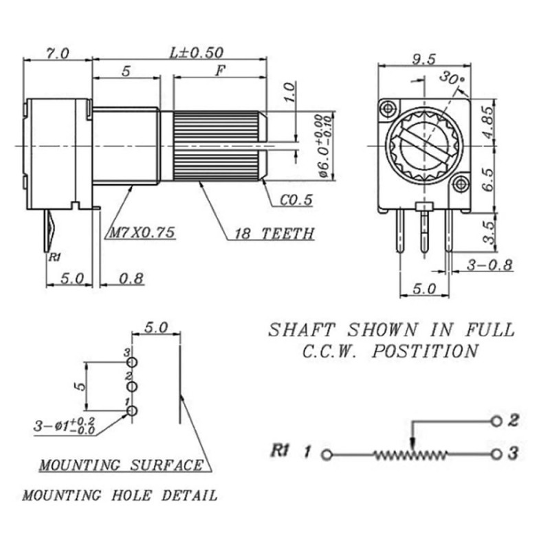 50kohm Potentiometer With Knob 3 Pin