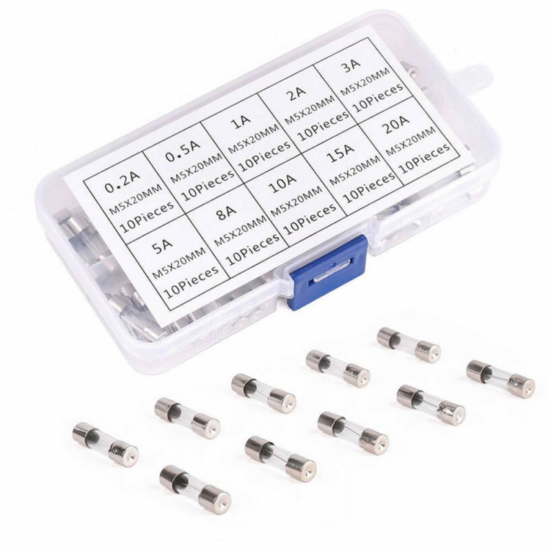 Glass Tube Fuse Set 100 Pcs