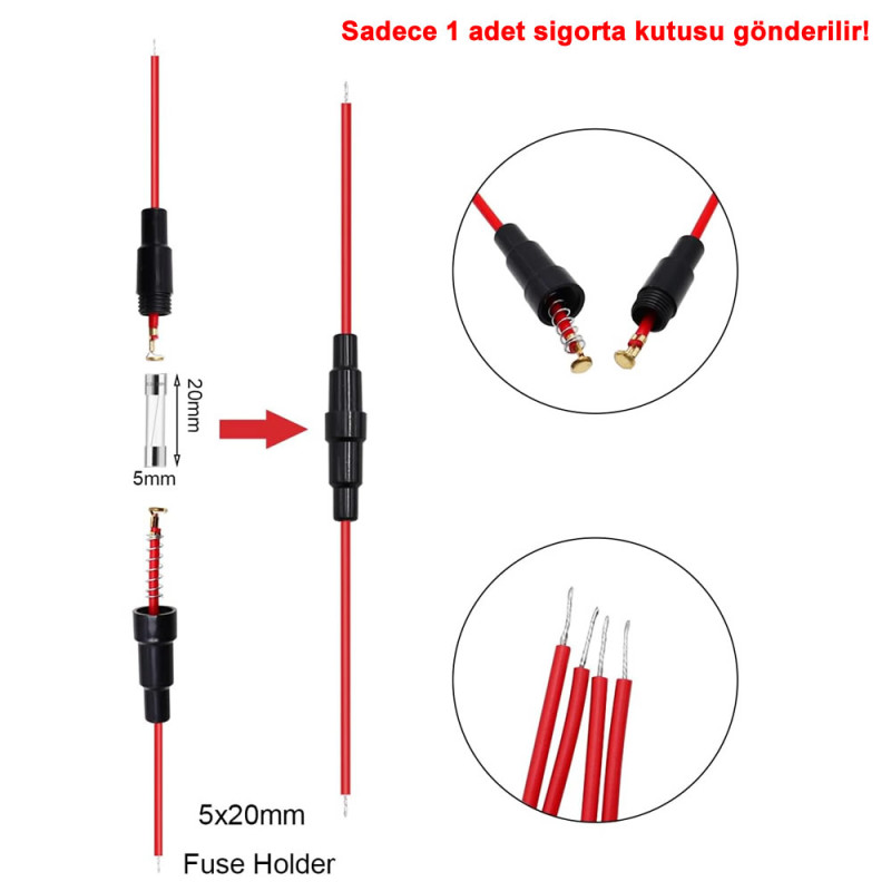 240mm Wired 5x20mm Glass Fuse Holder