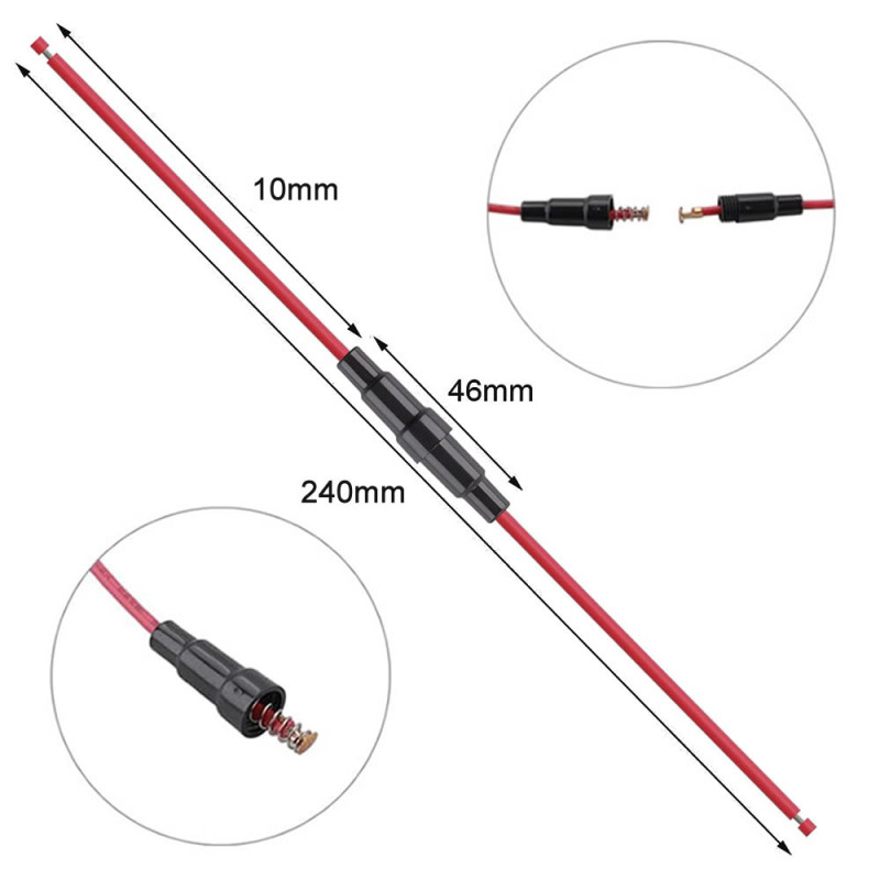 240mm Wired 5x20mm Glass Fuse Holder