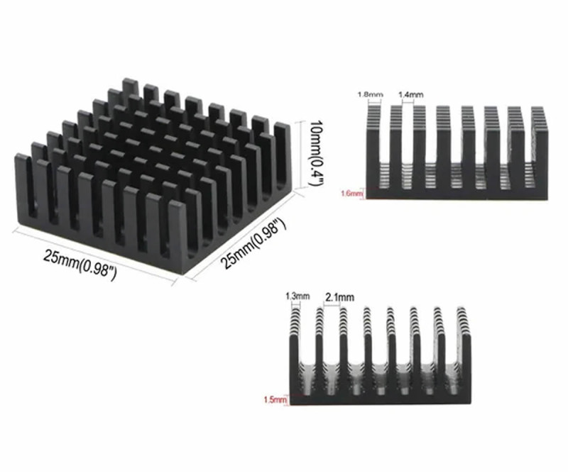 25mmx25mmx10mm Aluminum Heatsink