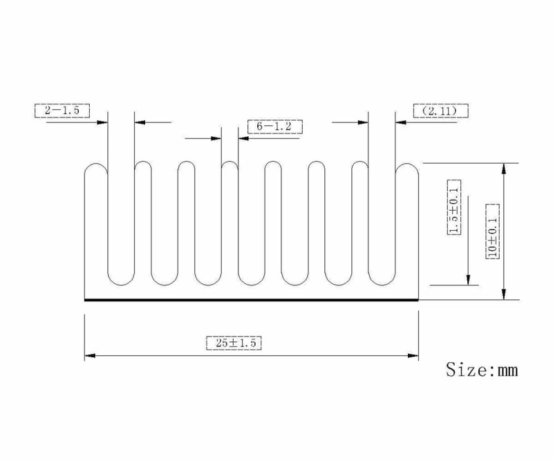 25mmx50mmx10mm Aluminum Heatsink
