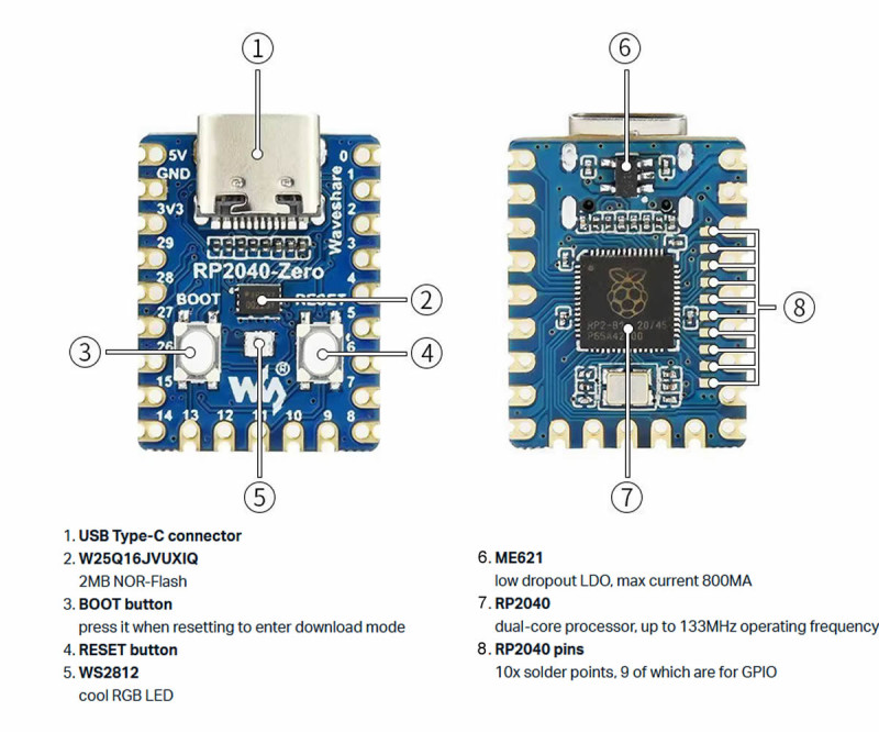 RP2040 Zero Module Without Headers