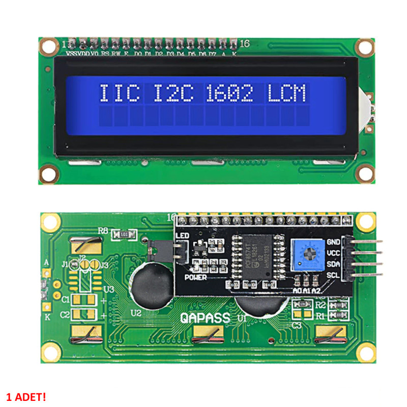 I2C 1602A Blue Lcd