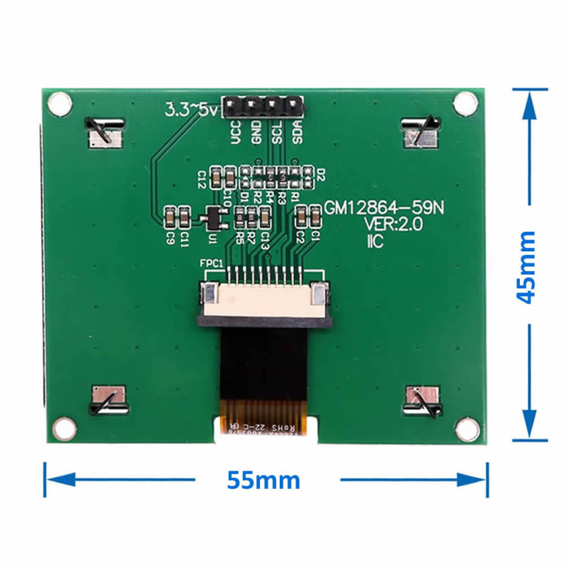 IIC GM12864 Glcd Blue