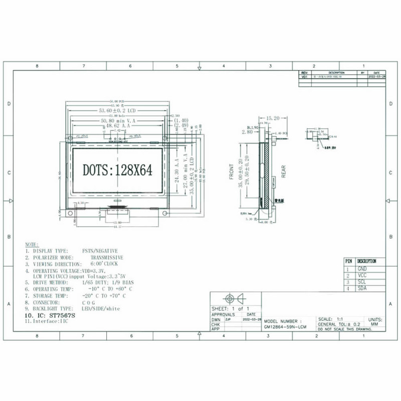 IIC GM12864 Glcd Blue