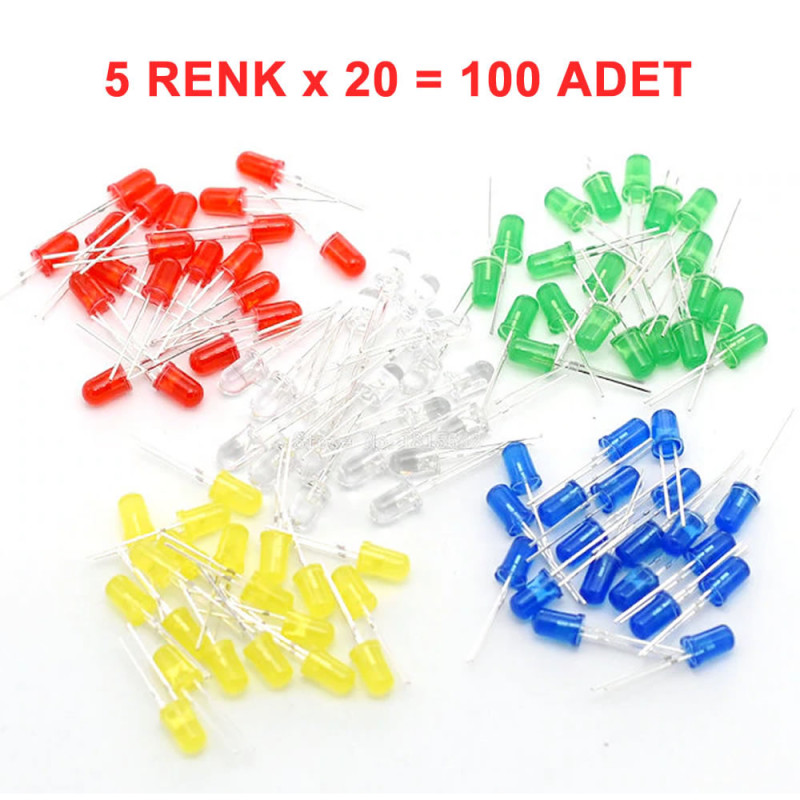 100 Pcs 5mm LED Set