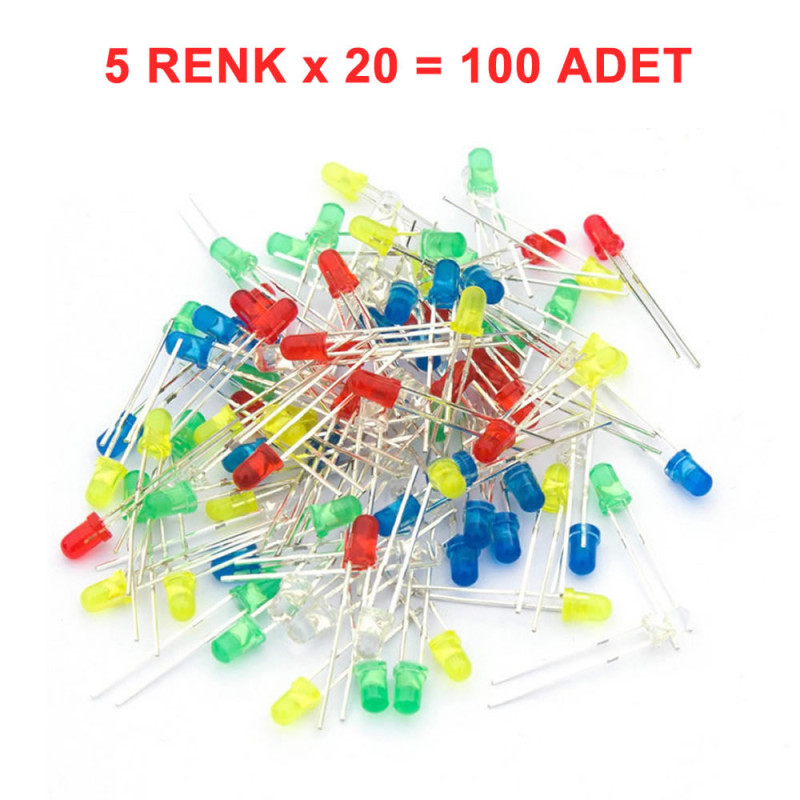 100 Pcs 5mm LED Set