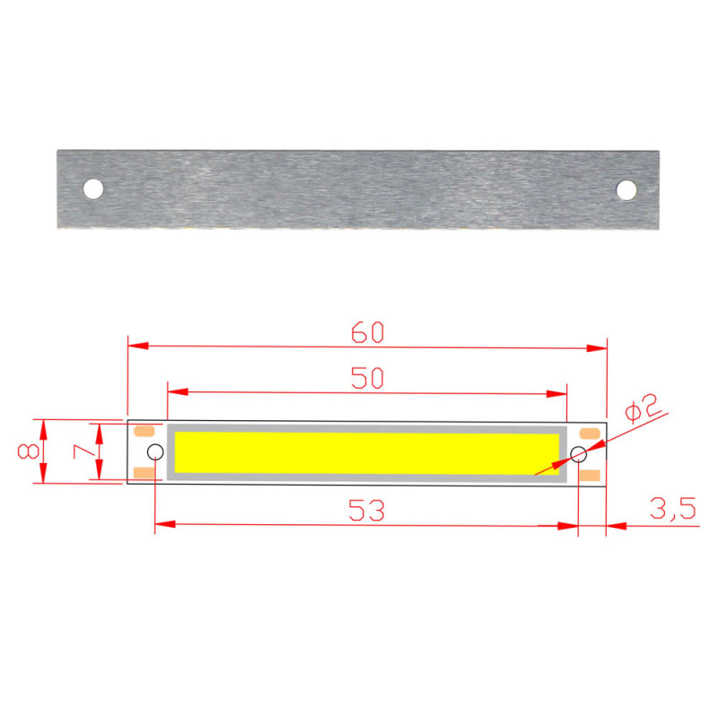 3W 60x8mm Cold White Strip Led Module
