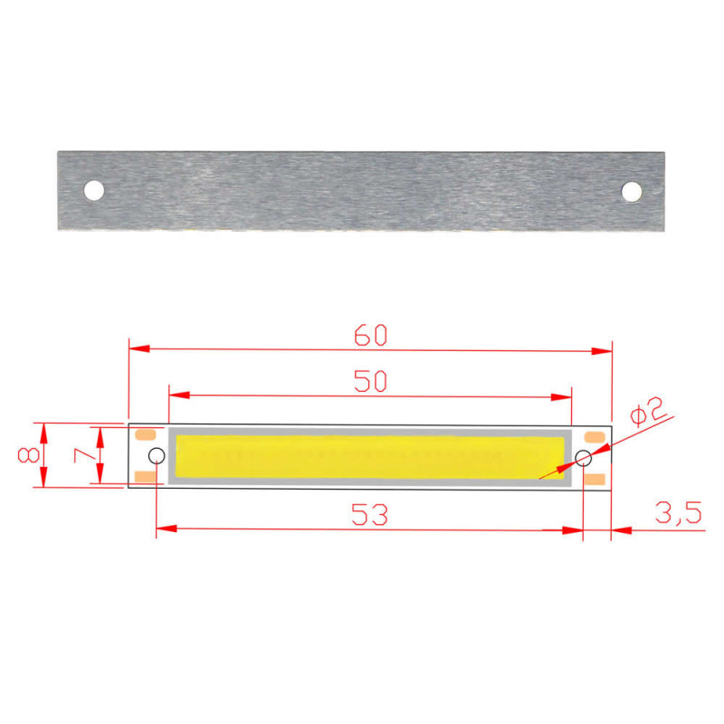 3W 60x8mm Warm White Strip Led Module