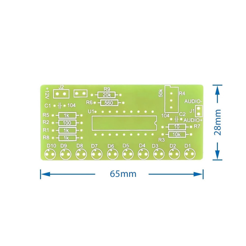 LM3915 10 Led VU Meter Kit