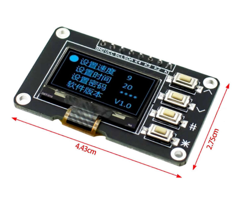 0.96 128x64 Oled Lcd Blue With Buttons