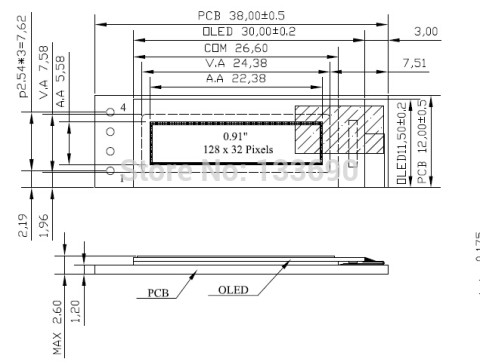 128x32 OLED LCD 0.91" BEYAZ