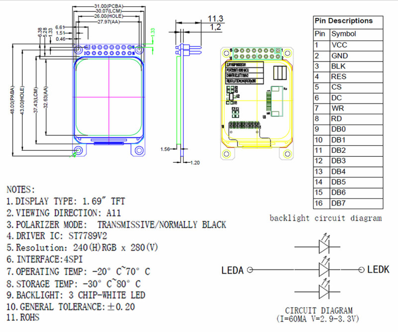 1.69 Lcd Module