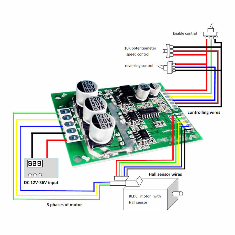 15A 36V DC 500W Brushless Motor Driver