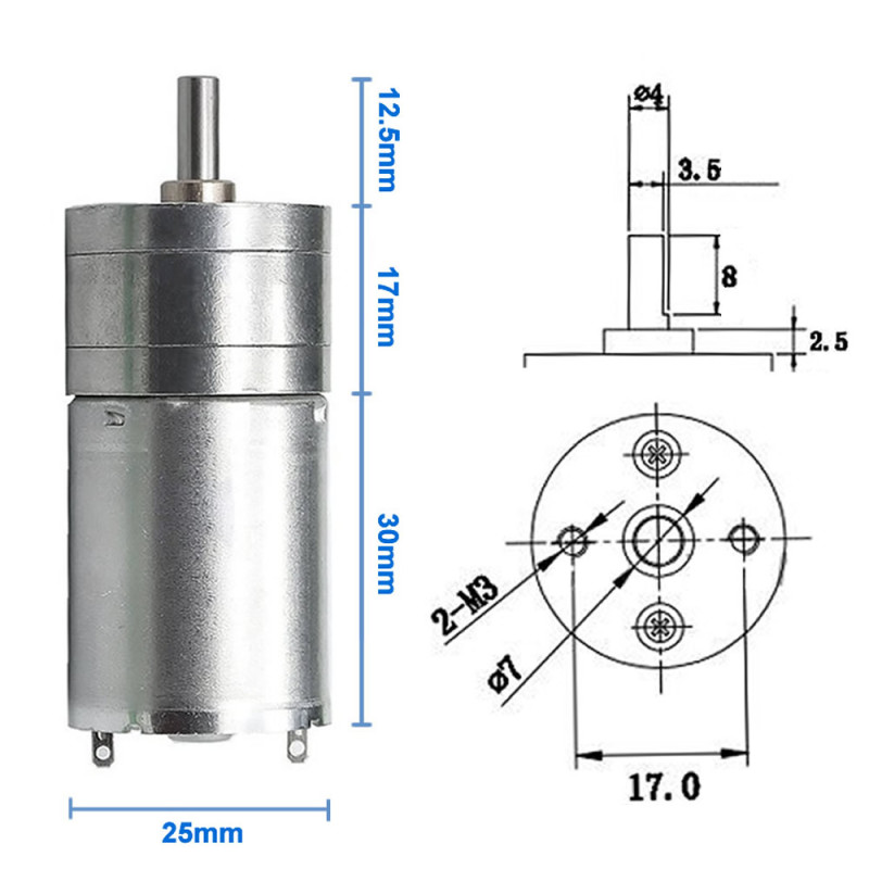 12V 620Rpm JGA25-370 Gearmotor DC Motor