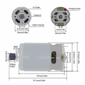 RS550 DC Motor 14 Teeth 21V