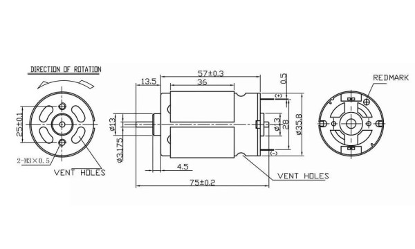 RS555 DC Motor 12V 7500Rpm