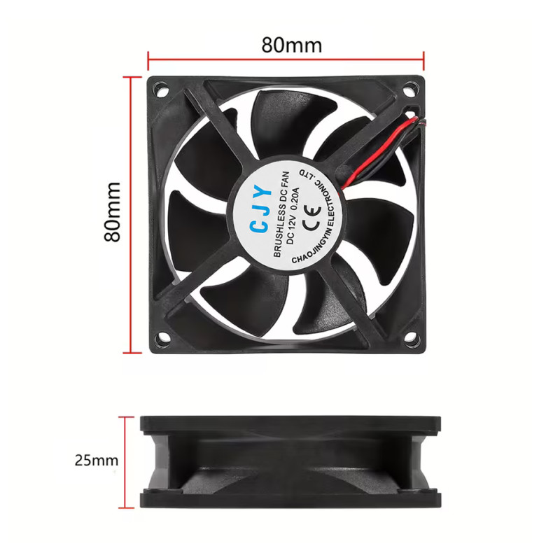 8025 DC 12V FAN 80x80x25mm