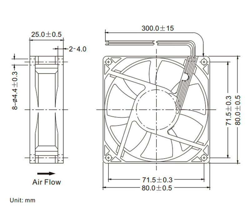 8025 DC 12V FAN 80x80x25mm