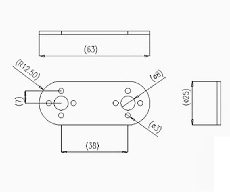 Servo Bracket Flat 25mm x 63mm