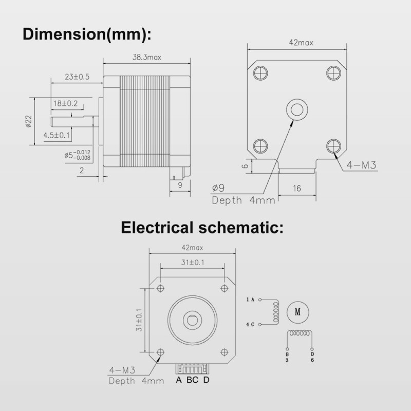 17HS4401S-09 Step Motor Nema 17