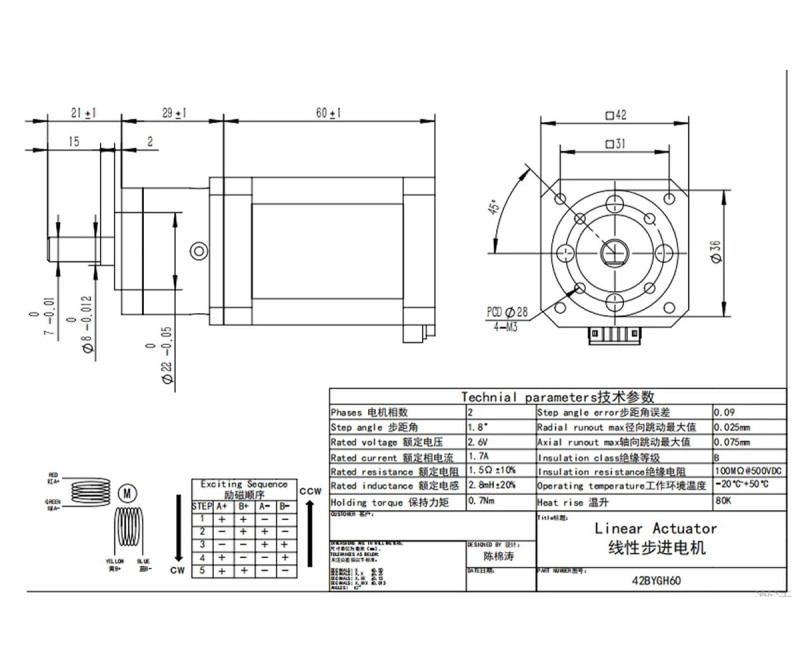 17HS6401S-PG5.18-1 Geared Step Motor