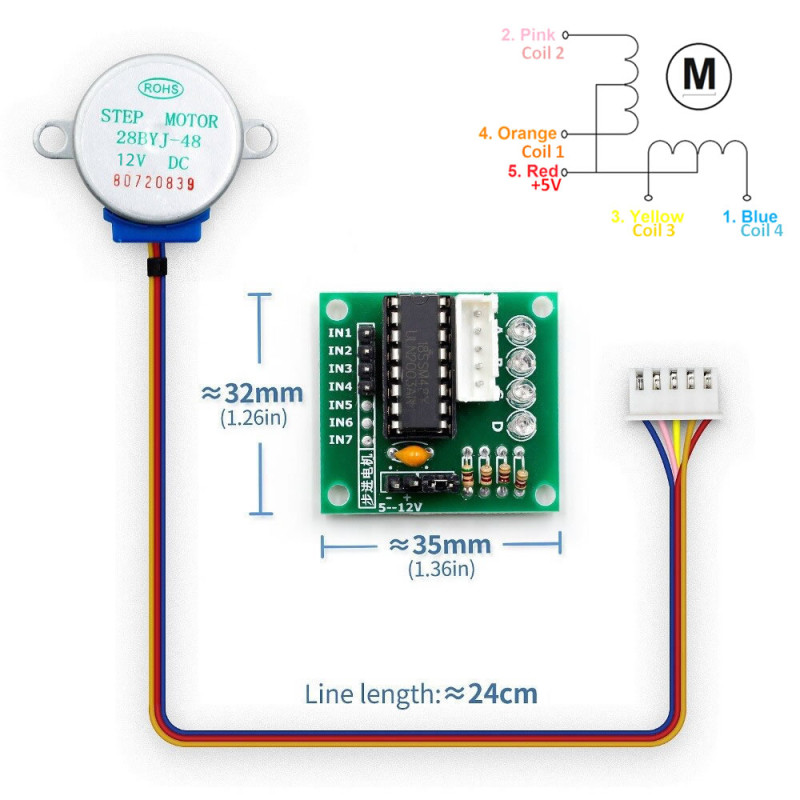 12V 28BYJ48 Stepper Motor + ULN2003A Driver Board