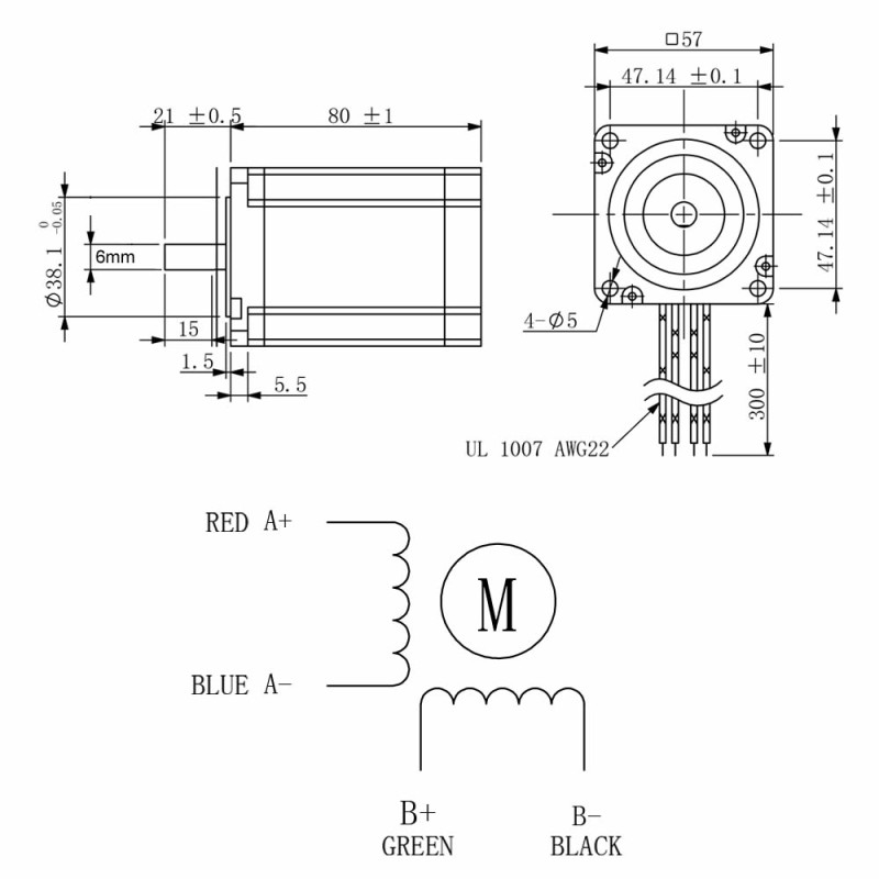 Nema 23 57HS8230 Stepper Motor 6mm Shaft