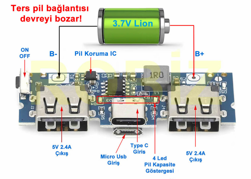 Powerbank 5V 2.4A Blue